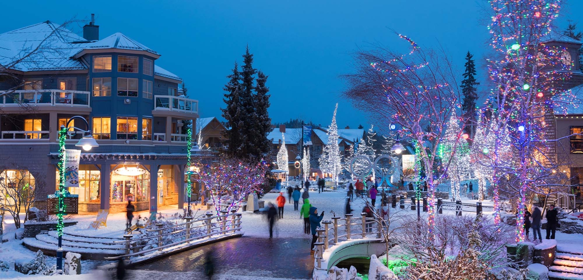 A scenic picture of a Christmas Village at Fairmont Chateau Whistler