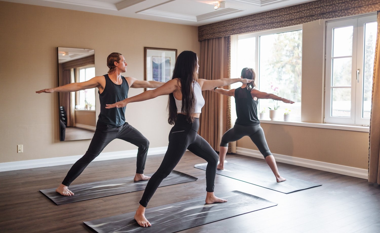 Morning yoga in the studio at Fairmont Chateau Whistler