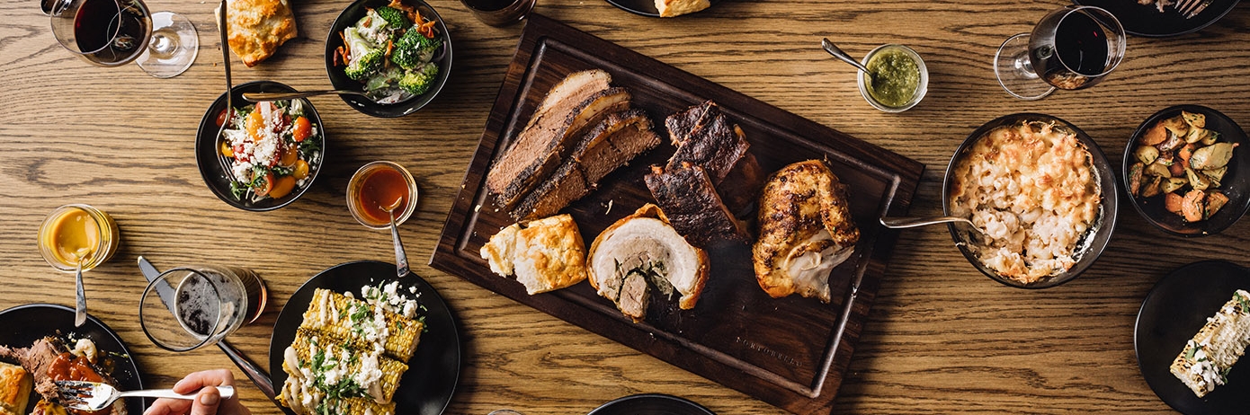 An above table shot of food served at Portobello restaurant