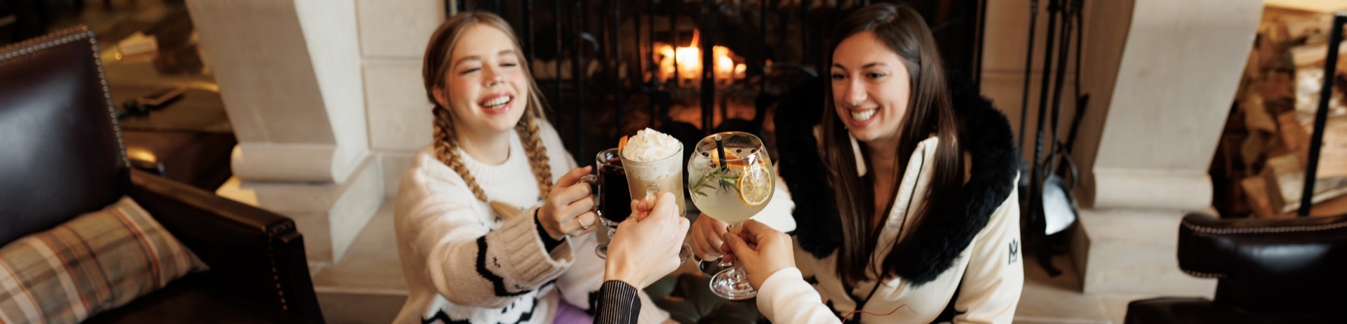 Mallard Lounge at Fairmont Chateau Whistler frirends lifestyle cheering cocktails