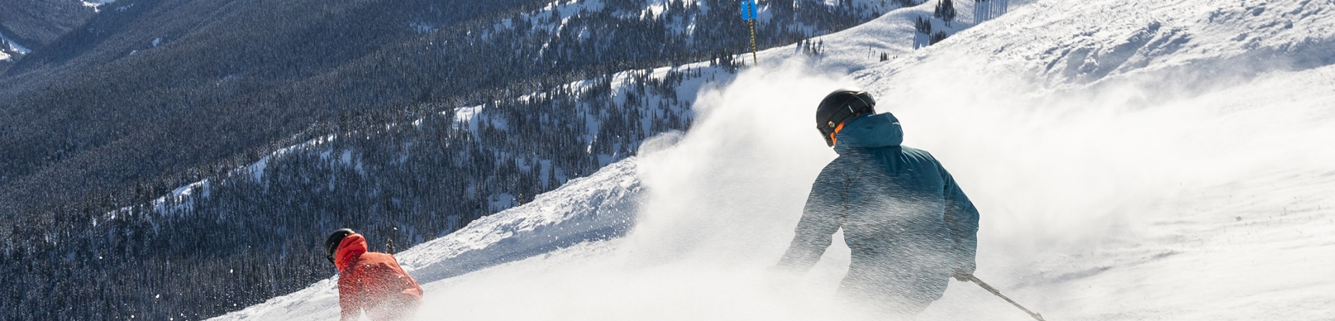 two skiers going downhill at Whistler