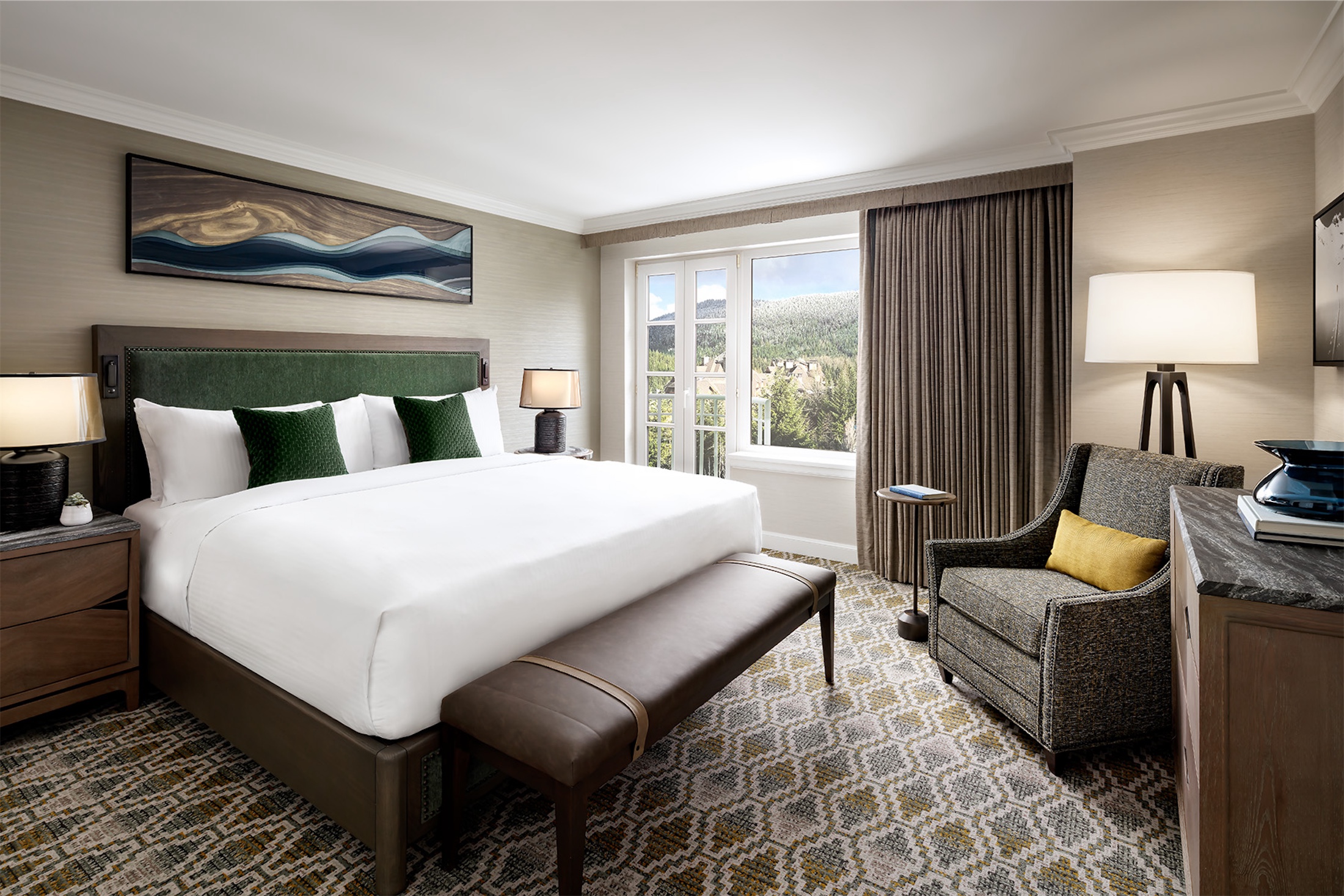 bedroom with a chair and small balcony