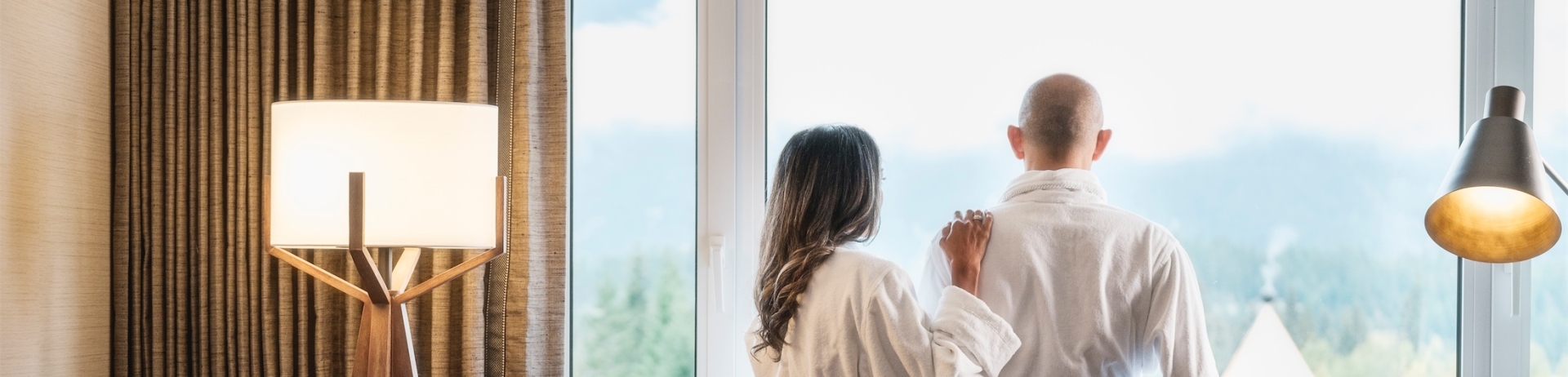 couple looking out the window
