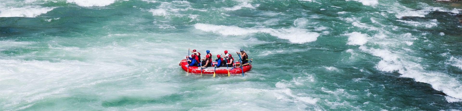 group rafting on a river
