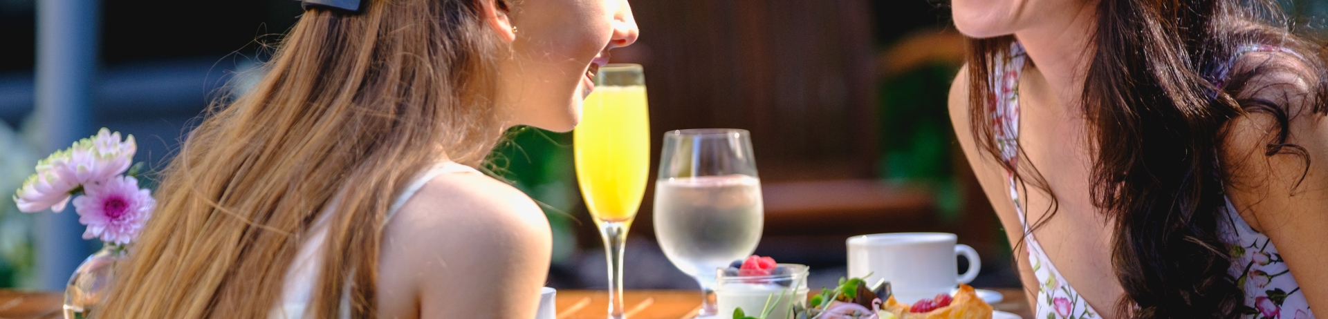 Mother and daughter having brunch at the wildflower restaurant