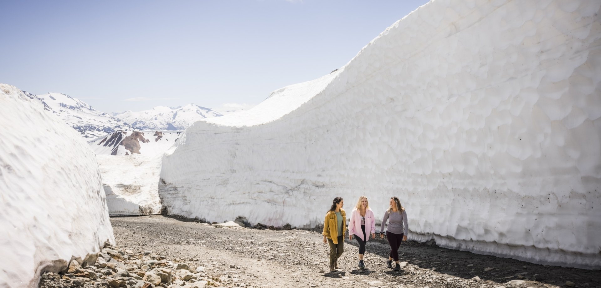 Hiking S=snow walls on Whistler mountain