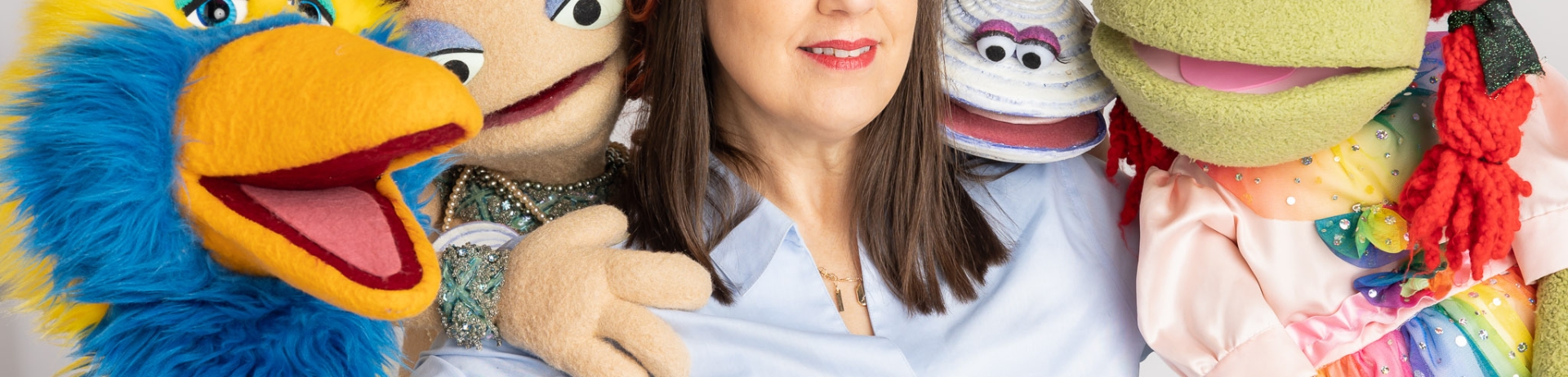 Ventriloquist, Kellie Haines with her puppets