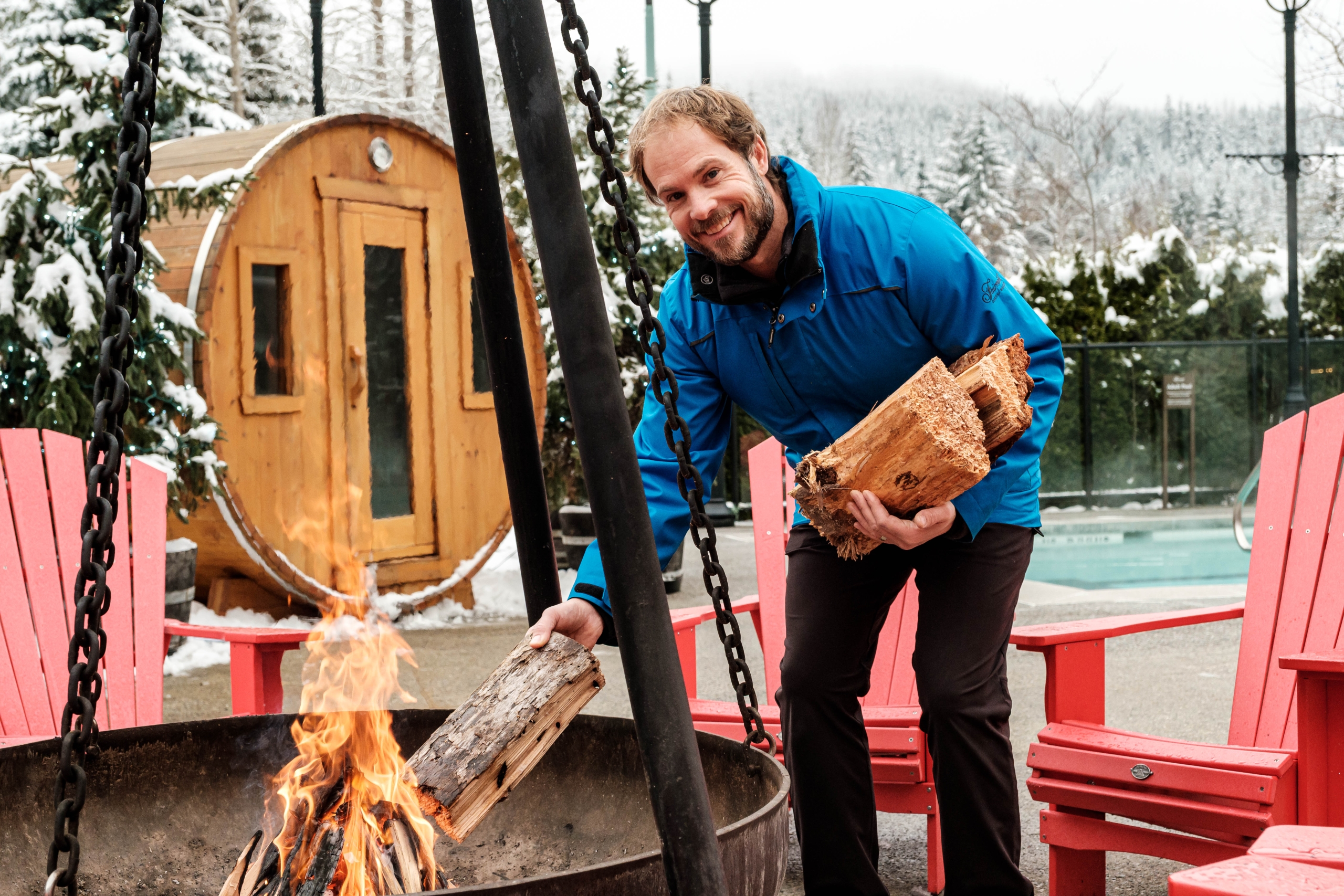 Health Club Fire Pit Winter Fairmont Chateau Whistler