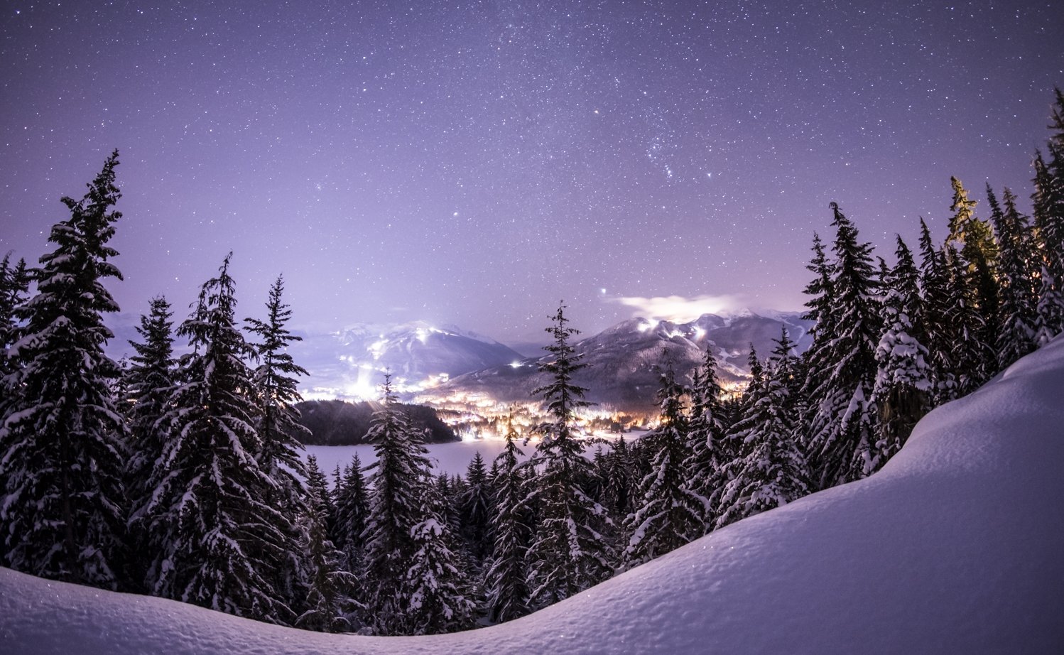 milky way over whistler village