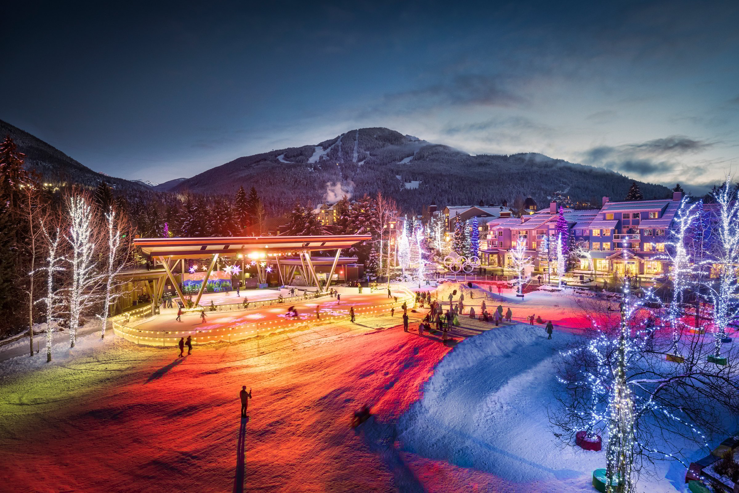 whistler village night lights