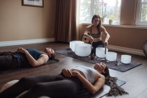 crystal sound bathing in yoga suite