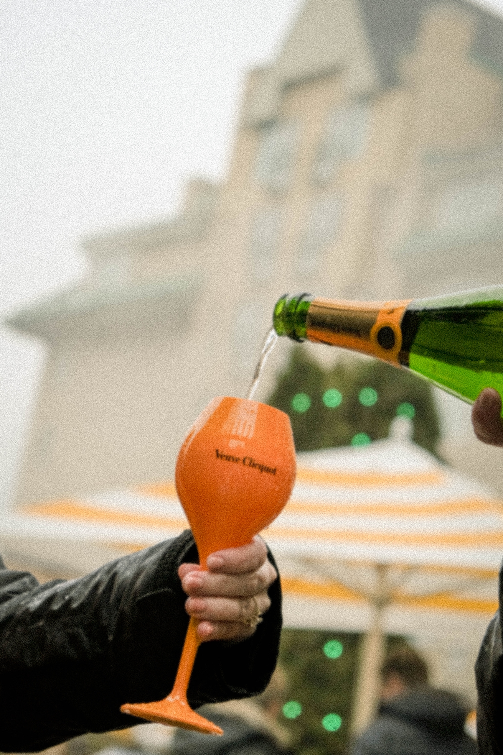 Veuve in the snow apres at fairmont cahetau whistler snow beach