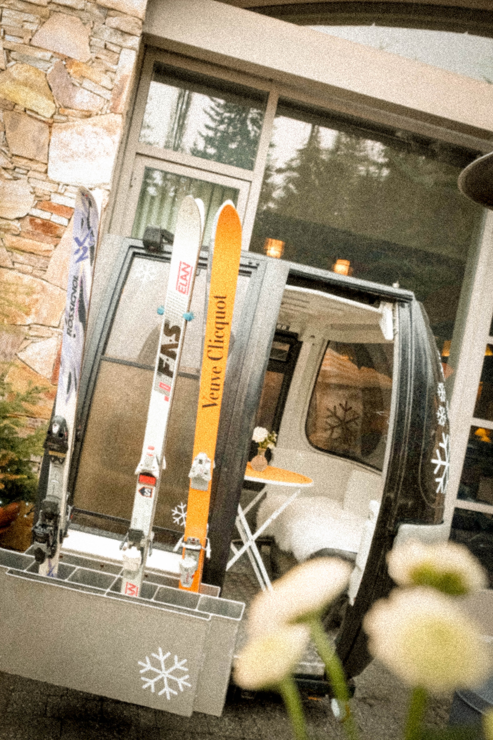 Veuve in the snow apres at fairmont cahetau whistler snow beach