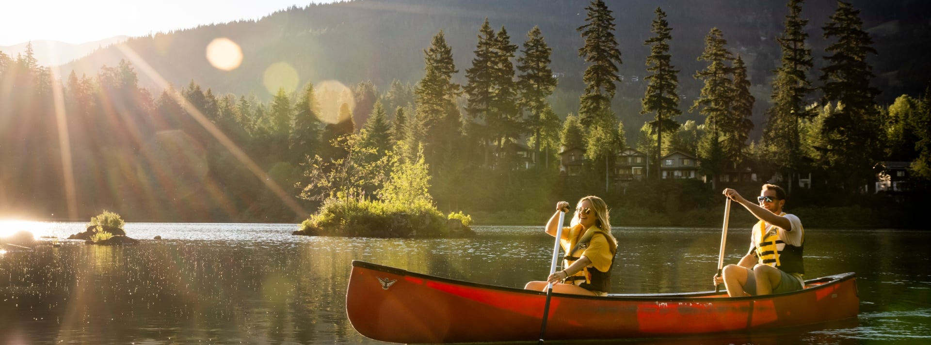 canoe whistler lake summer couple