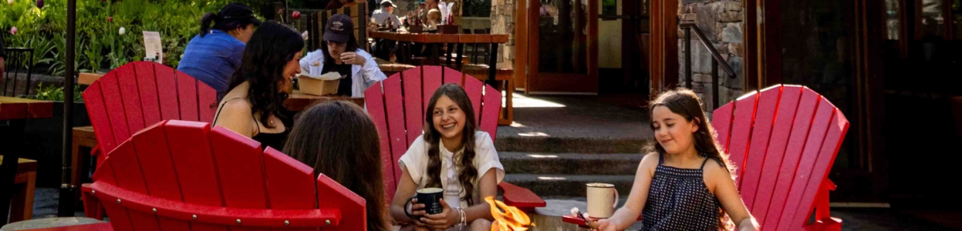 Camp Fairmont family around the fire portobello fire pit