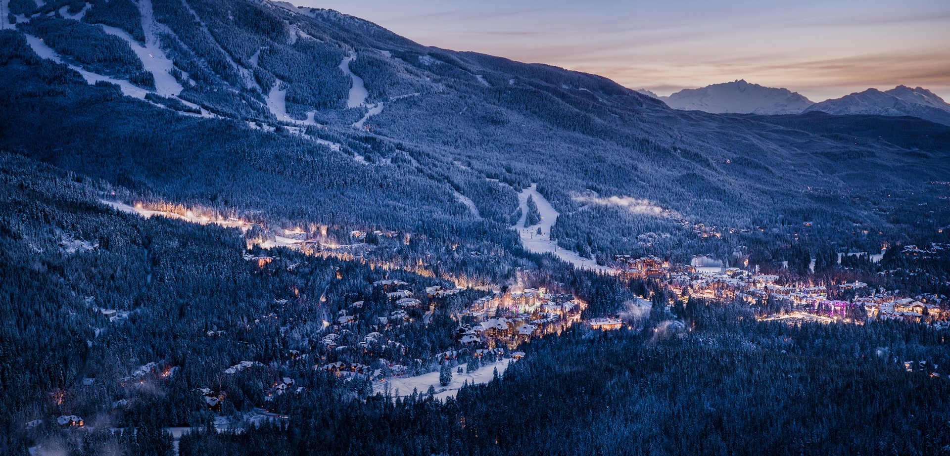 whistler winter exterior sunset village