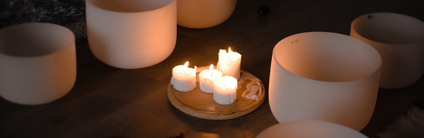 crystal sound bath candle lit