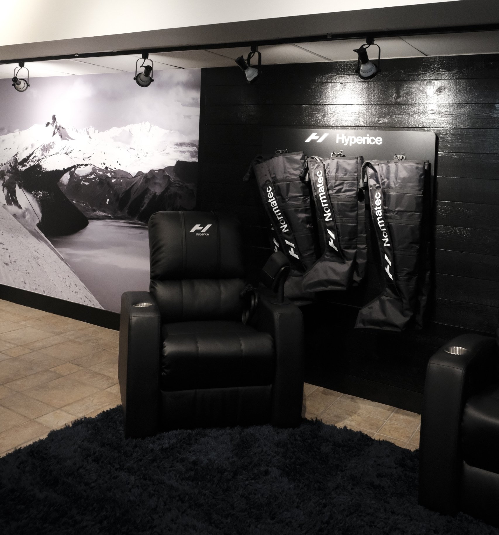 recovery lounge at the fairmont chateau whistler. a large comfy chair used for recovery